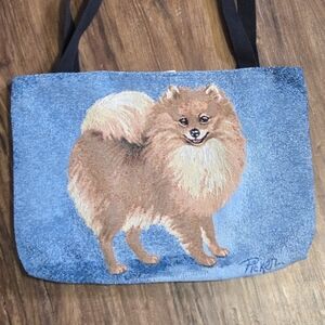 Pomeranian Dog Tapestry Tote Bag Linda Picken USA Made Woven Cotton Lined